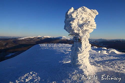 drogowskaz na Połoninie Caryńskiej, Bieszczady