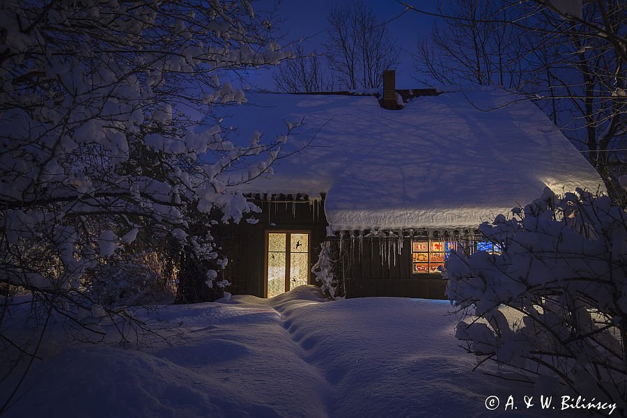 Chata nocą, Bieszczady