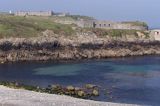 Fort Platte Saline i Fort Clonque, wyspa Alderney, Channel Islands, Anglia, Wyspy Normandzkie, Kanał La Manche