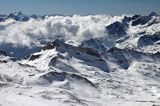 pejzaż Alp, ośrodek narciarski Breuil-Cervinia, Włochy, widok z Plateau Rosa, Testa Grigia