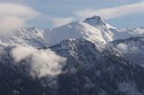 panorama Alpy Francuskie, Rhone Alps, Górna Sabaudia, La Haute Savoie, Tete Relouse, widok z wioski Samoens