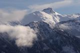 panorama Alpy Francuskie, Rhone Alps, Górna Sabaudia, La Haute Savoie, Tete Relouse, widok z wioski Samoens