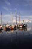 barki holenderskie w porcie jachtowym w Nes, Wyspa Ameland, Wyspy Fryzyjskie, Holandia, Waddensee