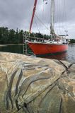 Skała na wyspie Ando, Safran, trismus 37, cumowanie do skały, Zatoka Fińska, Finlandia