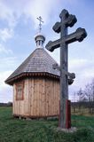 Białowieża skansen kapliczka i krzyż prawosławny