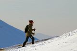 Turystka, Zima na Połoninie Wetlińskiej, Bieszczady