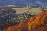 łąki i lasy, Polana Ostre i Rosochate, widok z punktu widokowego na Ostrem, Bieszczady