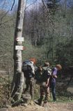 Turyści w Bieszczadach na Przełęczy Zebrak