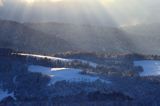 Polana Ostre, Rosochate i Otryt, widok z punktu widokowego na Ostrem, Bieszczady