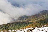 W chmurach, poranek na Wetlińskiej, Bieszczady