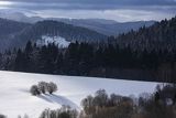 Widok na góry i połoniny z Lutowisk, Bieszczady