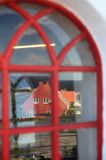 okno wiatraka w Gudhjem, Bornholm, Dania