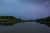 Burza nad rzeką Nogat, żuławy Wiślane