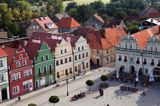 Bytom Odrzański, rynek, kamienice,panorama z wieży ratusza