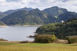 Zalew Czorsztyński, widok z Falsztyna, Pieniny