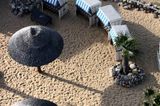 Domitz, sztuczna plaża przy hotelu, widok z Panorama Cafe, Muritz-Elde wasser strasse, Meklemburgia-Pomorze Przednie, Niemcy