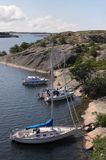 cumujące jachty, wyspa Bjorko, szkiery Turku, Finlandia Bjorko Island, Finland