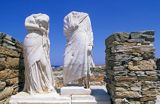 antyczne rzeźby, Wyspa Delos, Cyklady, Grecja