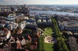 Hamburg, rzeka Łaba, panorama z wieży kościoła św. Michała Archanioła, Niemcy