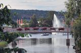 mostek i fontanna w zatoce, Harnosand, Szwecja, Zatoka Botnicka, Hoga Kusten, Wysokie Wybrzeże