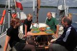 obiad w kokpicie safrana przy wyspie Haro, Szkiery Blekinge, Szwecja