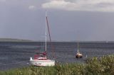 na kotwicy w Vitte na wyspie Hiddensee, Mecklenburg-Vorpommern, Niemcy