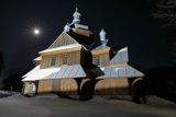 Zabytkowa cerkiew, kościół drewniany w Hoszowie, Śnieżny Super Księżyc