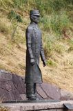 pomnik pułkownika Birgera Eriksena,Twierdza Oscarsborg, Sondre Kaholmen, Oslo Fjorden, Południowa Norwegia, Fiord Oslo