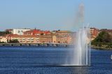 Karlskrona, fontanna na zatoce w centrum, Szwecja