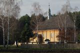Kolbuszowa, park etnograficzny Muzeum Kultury Ludowej, dzwonnica przy kosciele pw. św. Marka z Rzochowa
