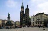 Cracow rynek i kościół Mariacki, pomnik Adama Mickiewicza