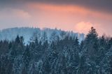 Zima, zachód słońca, Bieszczady