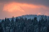 Zima, zachód słońca, Bieszczady