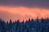 Zima, zachód słońca, Bieszczady