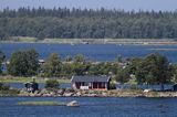 widok z wieży widokowej Saltkaret koło portu Svedjehamn na wyspie Bjorkoby, Archipelag Kvarken, Finlandia, Zatoka Botnicka