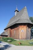 Łaszew zabytkowy kościół drewniany z I połowy XVI wieku, powiat Wieluń