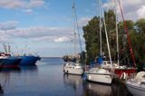 pomost dla jachtów w Roja, Zatoka Ryska, Łotwa Roja harbour, Riga Bay, Latvia