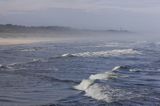 Łeba, mglisty poranek nad morzem
