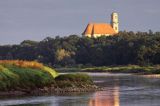 Lubiąż, Kościół św. Walentego z XVIII w., barokowy, rzeka Odra