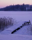 jezioro zimą, Mazury Garbate