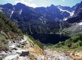 Tatry Morskie Oko Żabie i Rysy, widok spod Mnicha, żabia czuba, żabi szczyt, Grań Apostołów, Kopa Spadowa, Niżne Rysy, Rysy