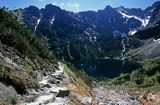 Tatry Morskie Oko Żabie i Rysy, widok spod Mnicha, żabia czuba, żabi szczyt, Grań Apostołów, Kopa Spadowa, Niżne Rysy, Rysy