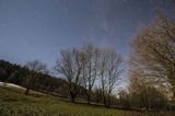 Gwiezdne niebo, nocny pejzaż w świetle Księżyca, Bieszczady