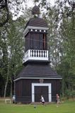 dzwonnica, na wyspie muzeum Norrbyskar, były największy tartak Europy, Szwecja, Zatoka Botnicka