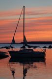 Jacht o zachodzie słońca, Nuokot, Zatoka Fińska, Finlandia