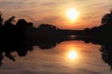 zachód słońca, Oder-Havel kanal, Brandenburgia, Niemcy