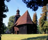 Proślice, zabytkowy kościół drewniany z 1580 roku, powiat Kluczbork, poprotestancki drewniany kościół pw. Najświętszego Serca Pana Jezusa z XVI w