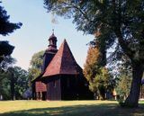 Proślice, zabytkowy kościół drewniany z 1580 roku, powiat Kluczbork, poprotestancki drewniany kościół pw. Najświętszego Serca Pana Jezusa z XVI w