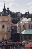 Przemyśl, Starówka, panorama z Wieży Zegarowej, Archikatedra Rzymskokatolicka, zamek