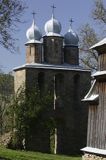 Radoszyce, dzwonnica przy zabytkowej cerkwi drewnianej z 1868r, Bieszczady,